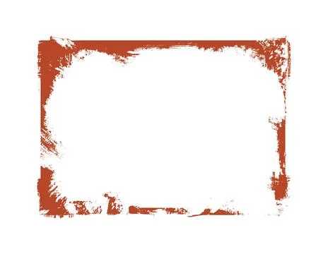 Grunge orange frame with scratched rough edges, vector paintbrush strokes Stockillustratie