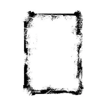 Grunge overlay black frame, vector dirty paintbrush strokes rectangle border Stock Illustration