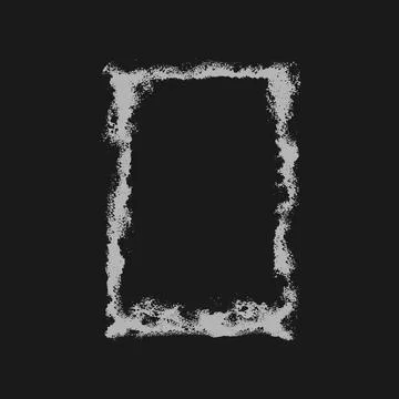 Grunge overlay grey vector frame, paintbrush strokes rectangle border with Stock Illustration