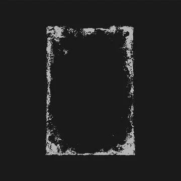 Grunge overlay vector frame, messy grey paintbrush strokes rectangle border Stock Illustration