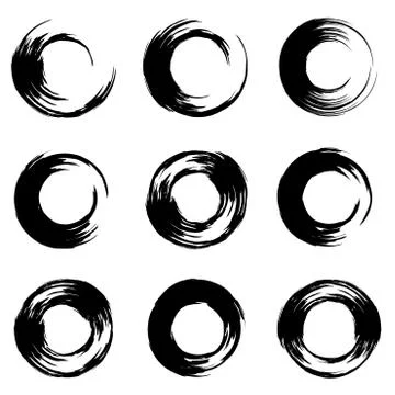 Grunge paint circle elements set Stock Illustration