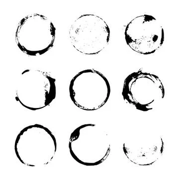 Grunge Paint Circle Vector Element Set Free Stock Illustration