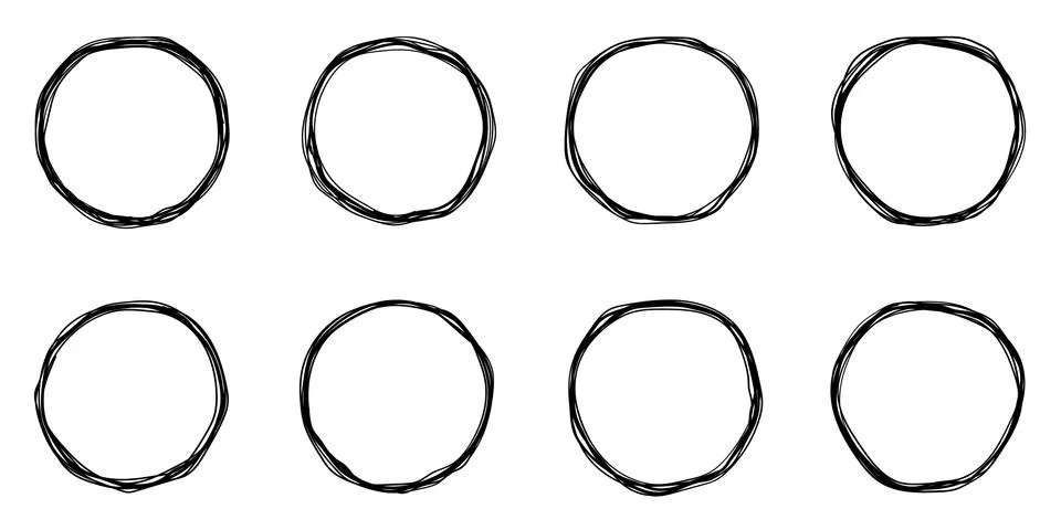 Grunge paint circle vector elements set Stock Illustration