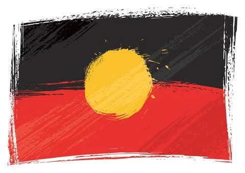 Grunge painted Aboriginal flag Stock Illustration