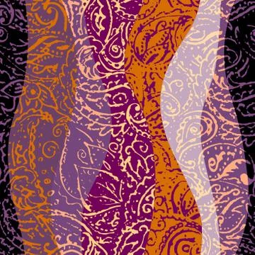 Grunge paisley pattern in collage patchwork style. Stock Illustration