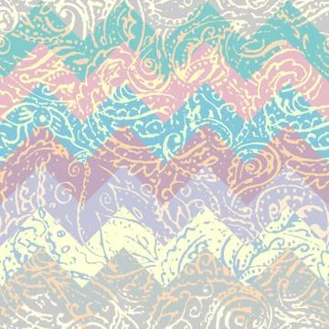 Grunge paisley pattern in collage patchwork style. 스톡 일러스트