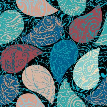 Grunge paisley pattern in collage patchwork style. Illustrazione stock