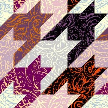 Grunge paisley pattern in collage patchwork style. 库存插图