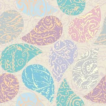 Grunge paisley pattern in collage patchwork style. 스톡 일러스트