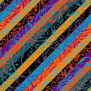 Grunge paisley pattern in collage patchwork style. 스톡 일러스트