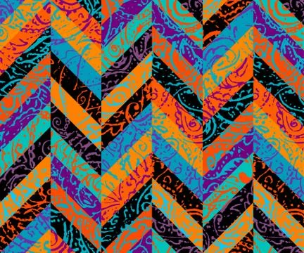 Grunge paisley pattern in collage patchwork style. 스톡 일러스트