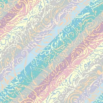 Grunge paisley pattern in collage patchwork style. Stock Illustration