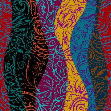 Grunge paisley pattern in collage patchwork style. 스톡 일러스트