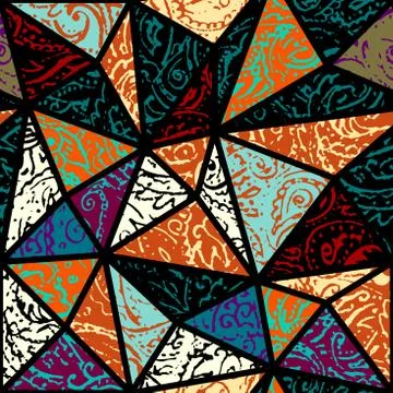 Grunge paisley pattern in collage patchwork style. Illustrazione stock