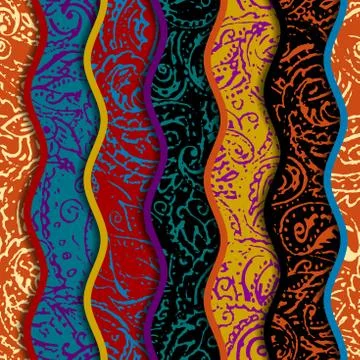 Grunge paisley pattern in collage patchwork style. Stock Illustration