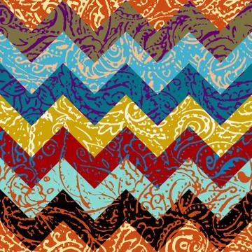 Grunge paisley pattern in collage patchwork style. Illustrazione stock