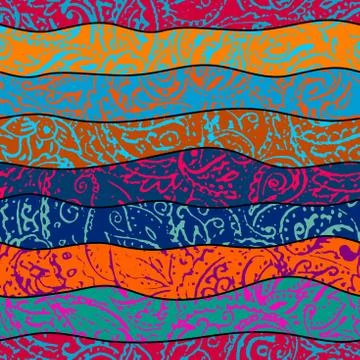 Grunge paisley pattern in collage patchwork style. 스톡 일러스트