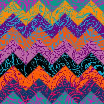 Grunge paisley pattern in collage patchwork style. 스톡 일러스트