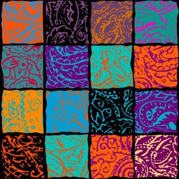 Grunge paisley pattern in collage patchwork style. 스톡 일러스트