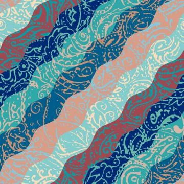 Grunge paisley pattern in collage patchwork style. 스톡 일러스트