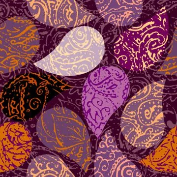 Grunge paisley pattern in collage patchwork style. Stock Illustration
