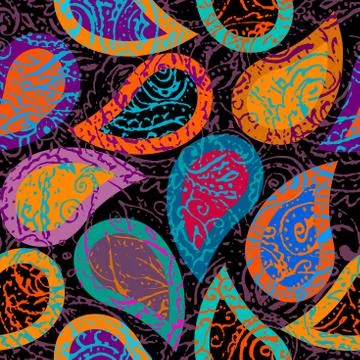 Grunge paisley pattern in collage patchwork style. 스톡 일러스트