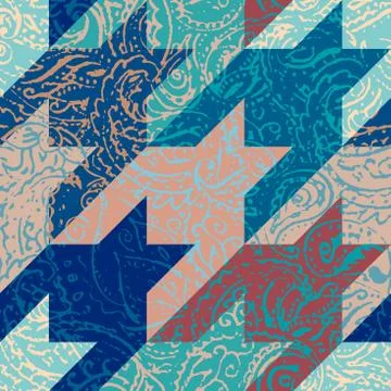 Grunge paisley pattern in collage patchwork style. 스톡 일러스트