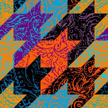 Grunge paisley pattern in collage patchwork style. 스톡 일러스트