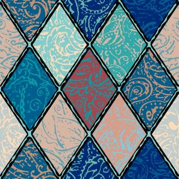 Grunge paisley pattern in collage patchwork style. Stockillustratie