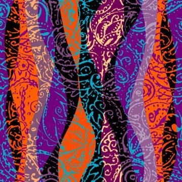 Grunge paisley pattern in collage patchwork style. イラスト素材