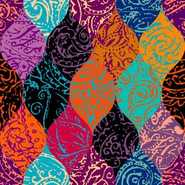 Grunge paisley pattern in collage patchwork style. Stockillustratie