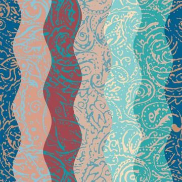 Grunge paisley pattern in collage patchwork style. Stock Illustration