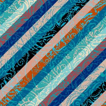 Grunge paisley pattern in collage patchwork style. Illustrazione stock