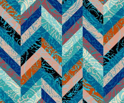Grunge paisley pattern in collage patchwork style. Stock Illustration