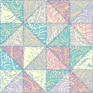 Grunge paisley pattern in collage patchwork style. 스톡 일러스트