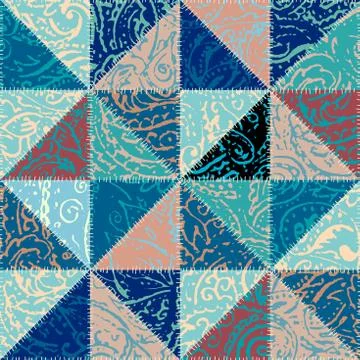 Grunge paisley pattern in collage patchwork style. Stock Illustration