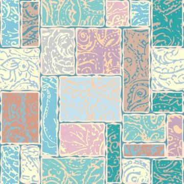 Grunge paisley pattern in collage patchwork style. Stock Illustration