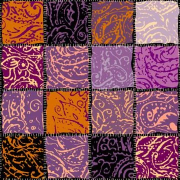 Grunge paisley pattern in collage patchwork style. 스톡 일러스트