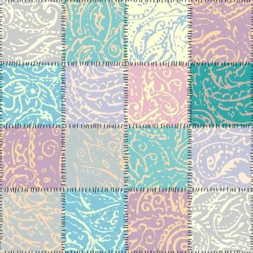 Grunge paisley pattern in collage patchwork style. 스톡 일러스트