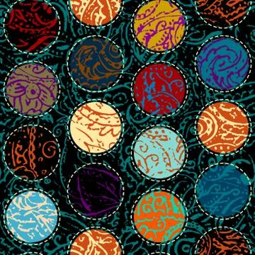 Grunge paisley pattern in collage patchwork style. 스톡 일러스트