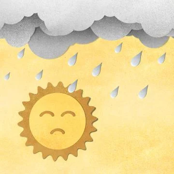 Grunge paper texture cloud and rain with poor sun Stock Illustration