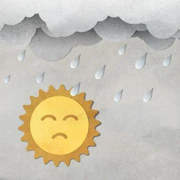 Grunge paper texture cloud and rain with poor sun Stock Illustration