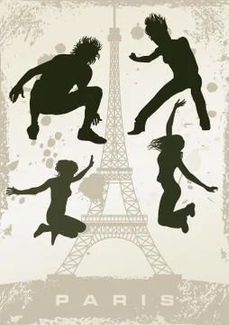 Grunge paris postcard Stock Illustration