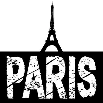 Grunge paris text with eiffel tower Illustrazione stock