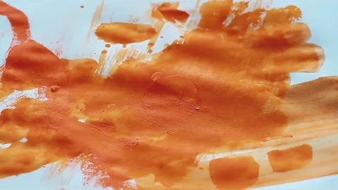 Grunge pattern. Abstractionism in modern style. Orange paint on white sheet. Stockbeeldmateriaal 220725794