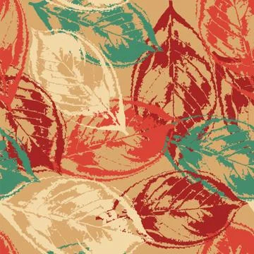 Grunge pattern with leaves on warm background Stock Illustration