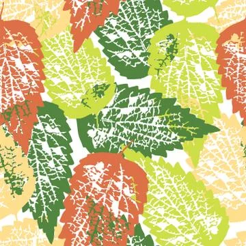 Grunge pattern with leaves on white background Stock Illustration