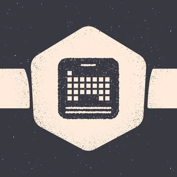 Grunge Periodic table of the elements icon isolated on grey background Stock Illustration