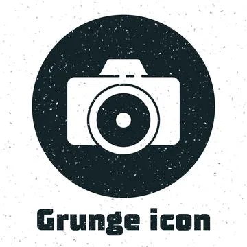 Grunge Photo camera icon isolated on white background. Foto camera icon Stock Illustration
