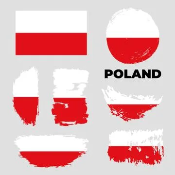 Grunge Poland flags set. Vector stock illustration Stock Illustration